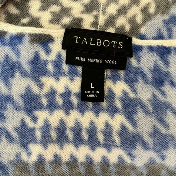 Talbots houndstooth 100% merino wool open front cardigan - Picture 3 of 4